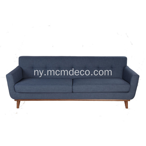 Midcentury 3 Seater Nsalu Sofa yokhala ndi Wood Frame